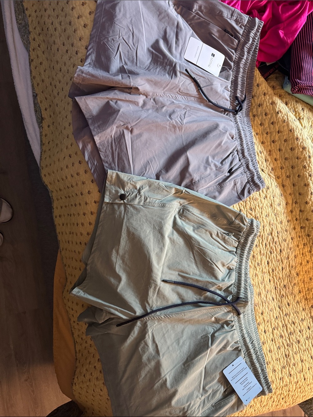 Light Gray (XL) and Sage (XXL) Casual Drawstring Shorts Duo